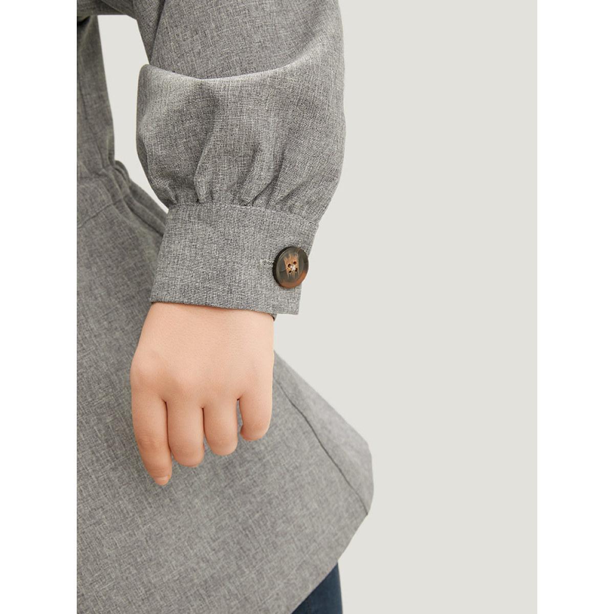 Plus Size Plain Pocket Drawstring Button Up Suit Collar Coat Women DimGray Casual Plain Ladies Dailywear Winter Coats BloomChic 12/L Product Image