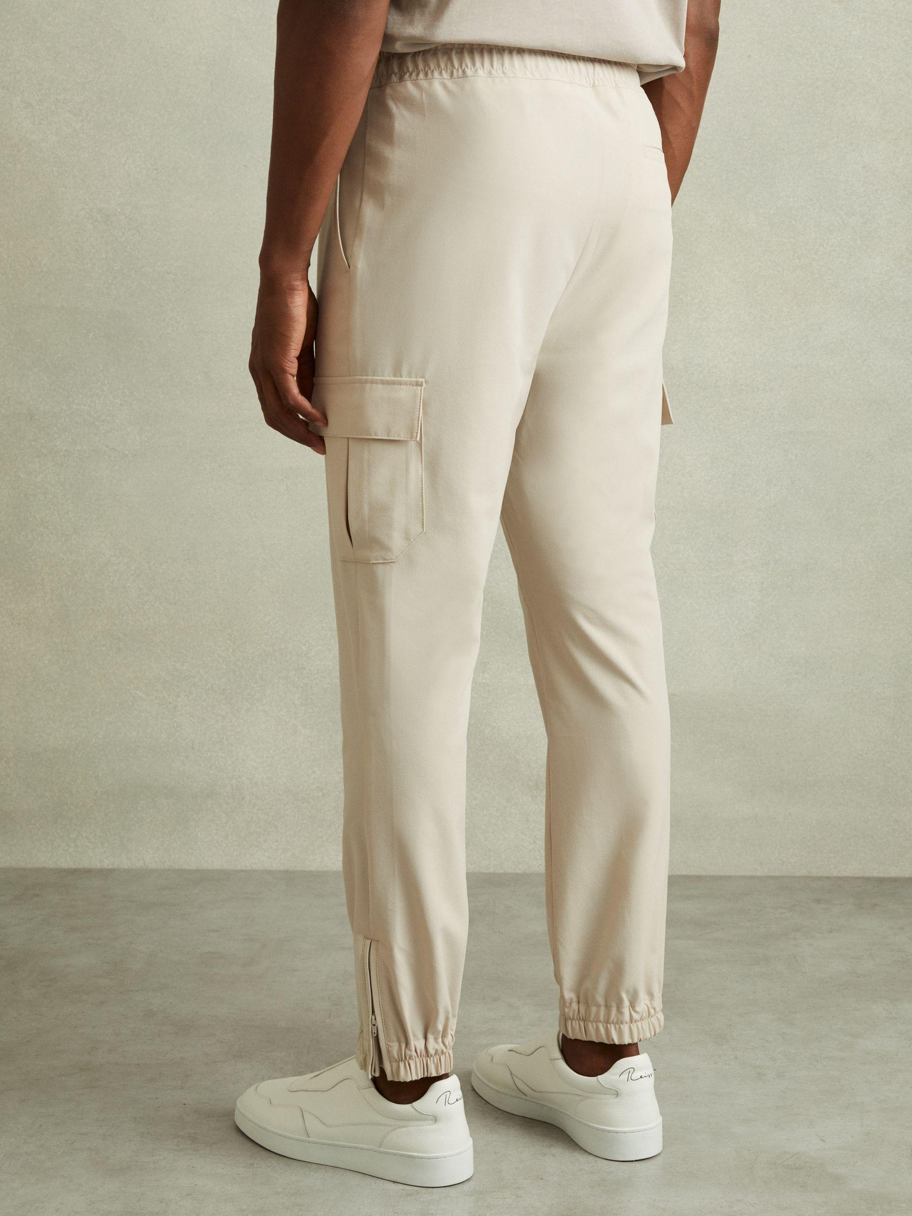 Elasticated Cargo Trousers in Stone Product Image