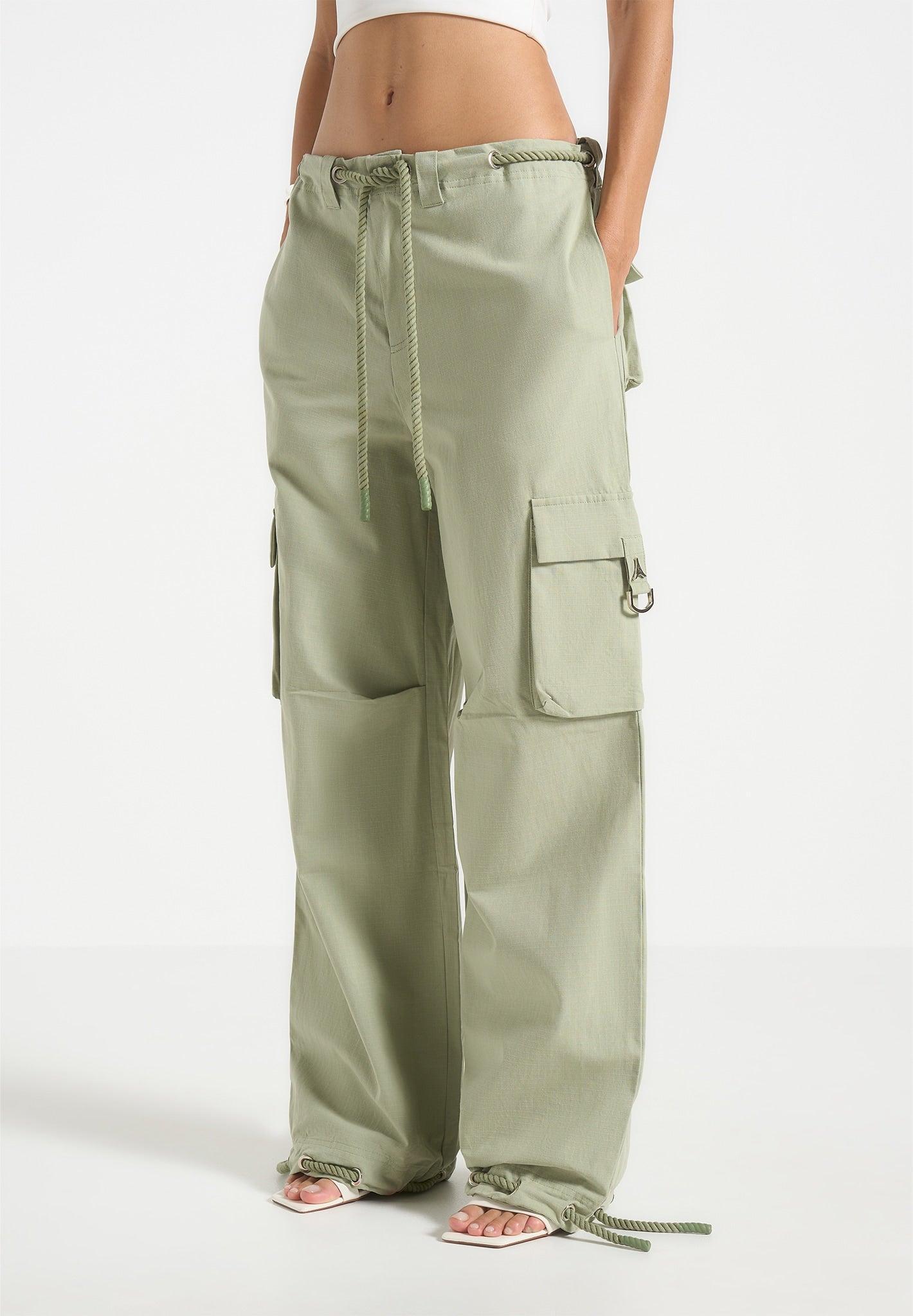 Ripstop Parachute Cargo Pants - Sage Female Product Image