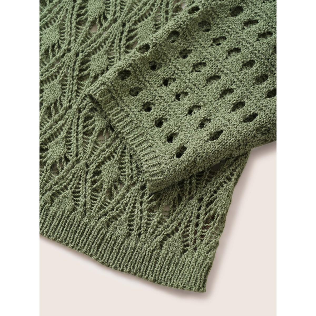 Plus Size Plain Texture Cut Out Open Front Cardigan Moss Women Everyday Casual Cover Ups Bloomchic 28/5X Product Image