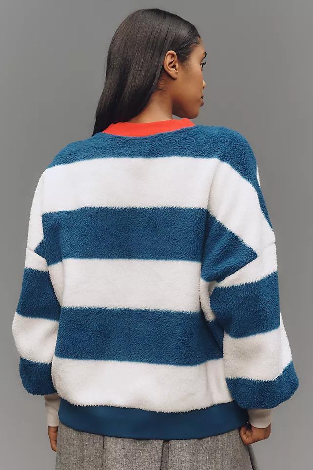 Maeve Cotton Sherpa Fleece Stripe Sweater Product Image
