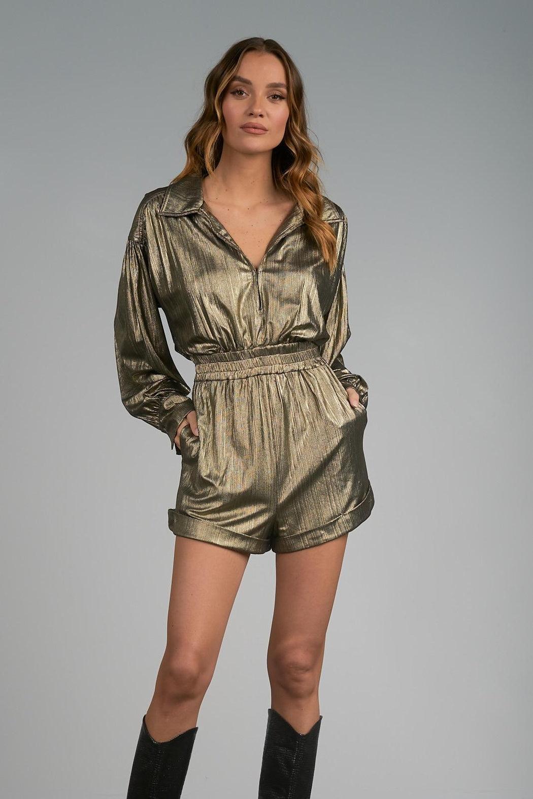 Gold Long Sleeve Romper Female Product Image