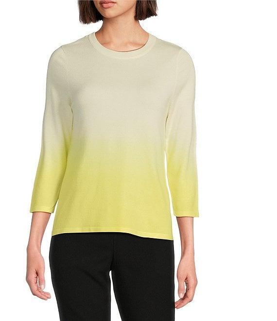 Investments Ombre 3/4 Sleeve Crew Neck Top Product Image