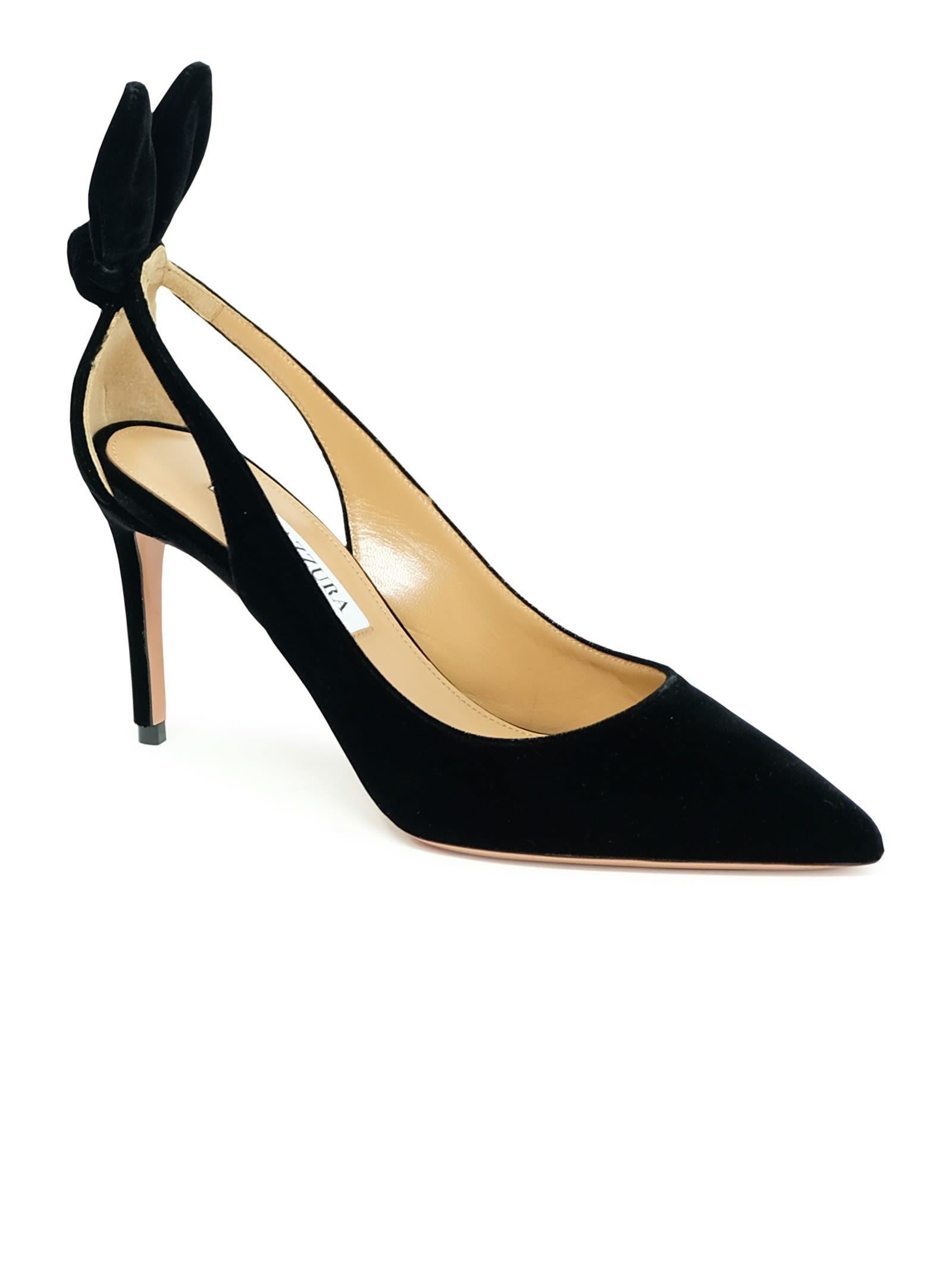 AQUAZZURA Bow Tie 85 Suede Pumps In Black Product Image