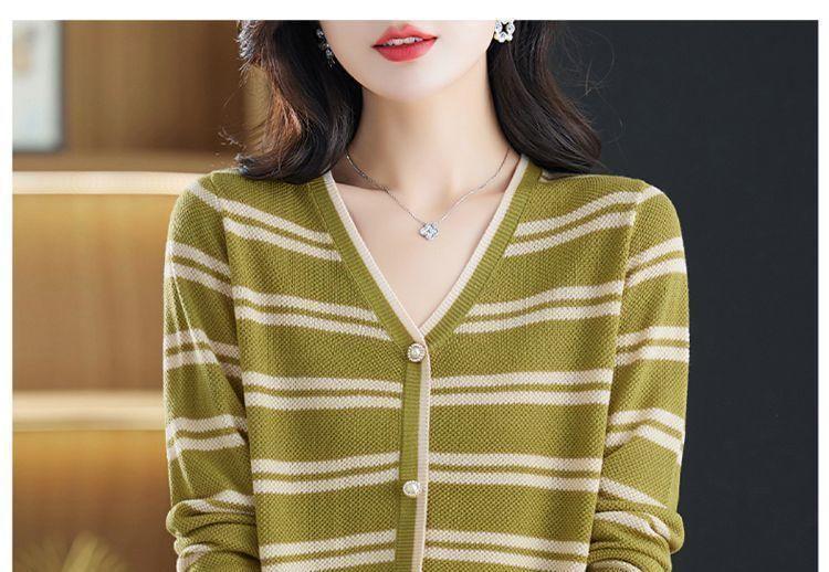 V-Neck Striped Cardigan Product Image