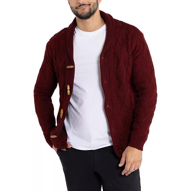 Men's Xray Regular-Fit Fleece-Lined Shawl-Collar Cable-Knit Cardigan Sweater, Size: XXL, Light Gray Product Image