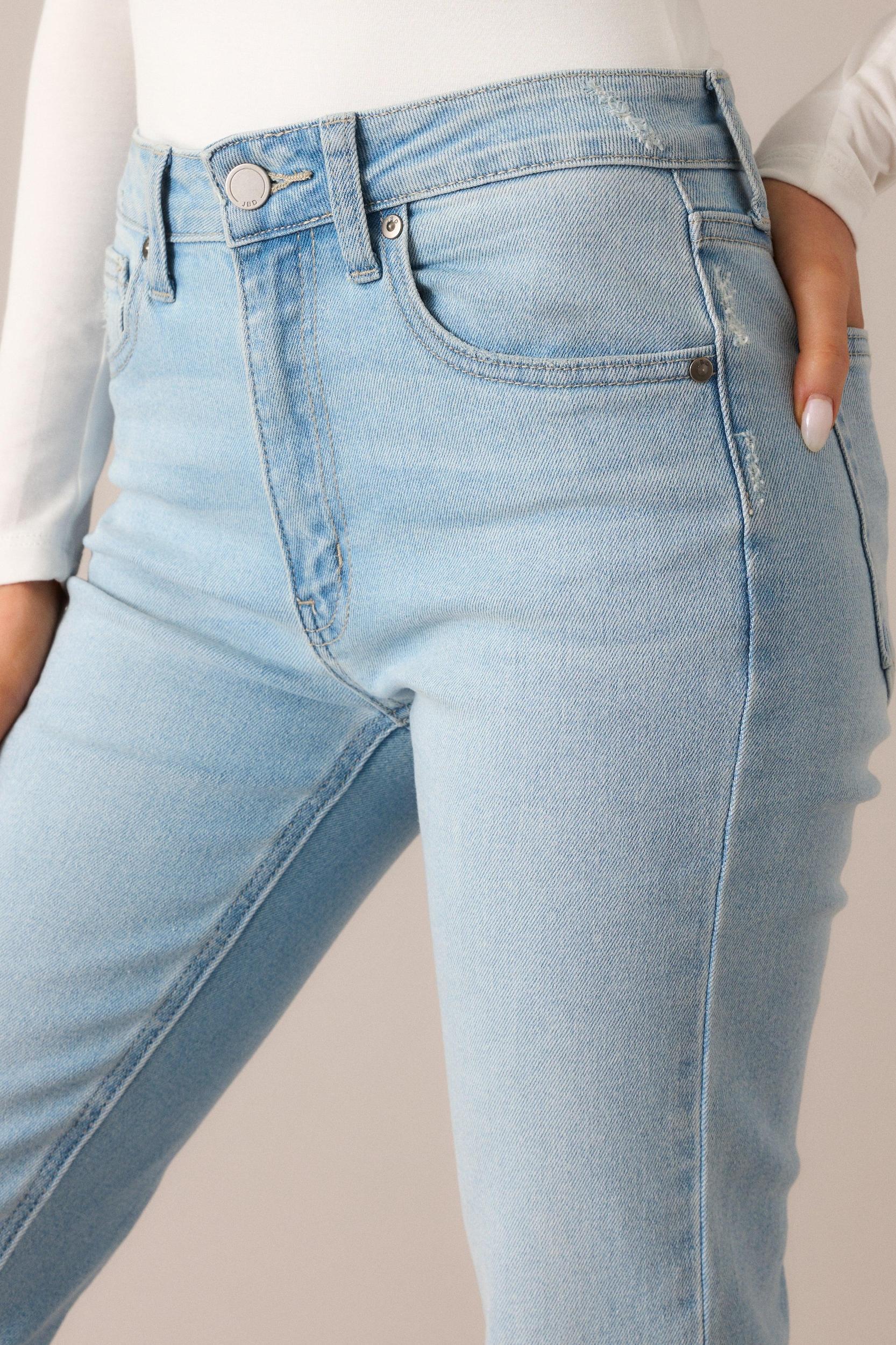 High Standards Light Wash Cropped Straight Jeans Product Image
