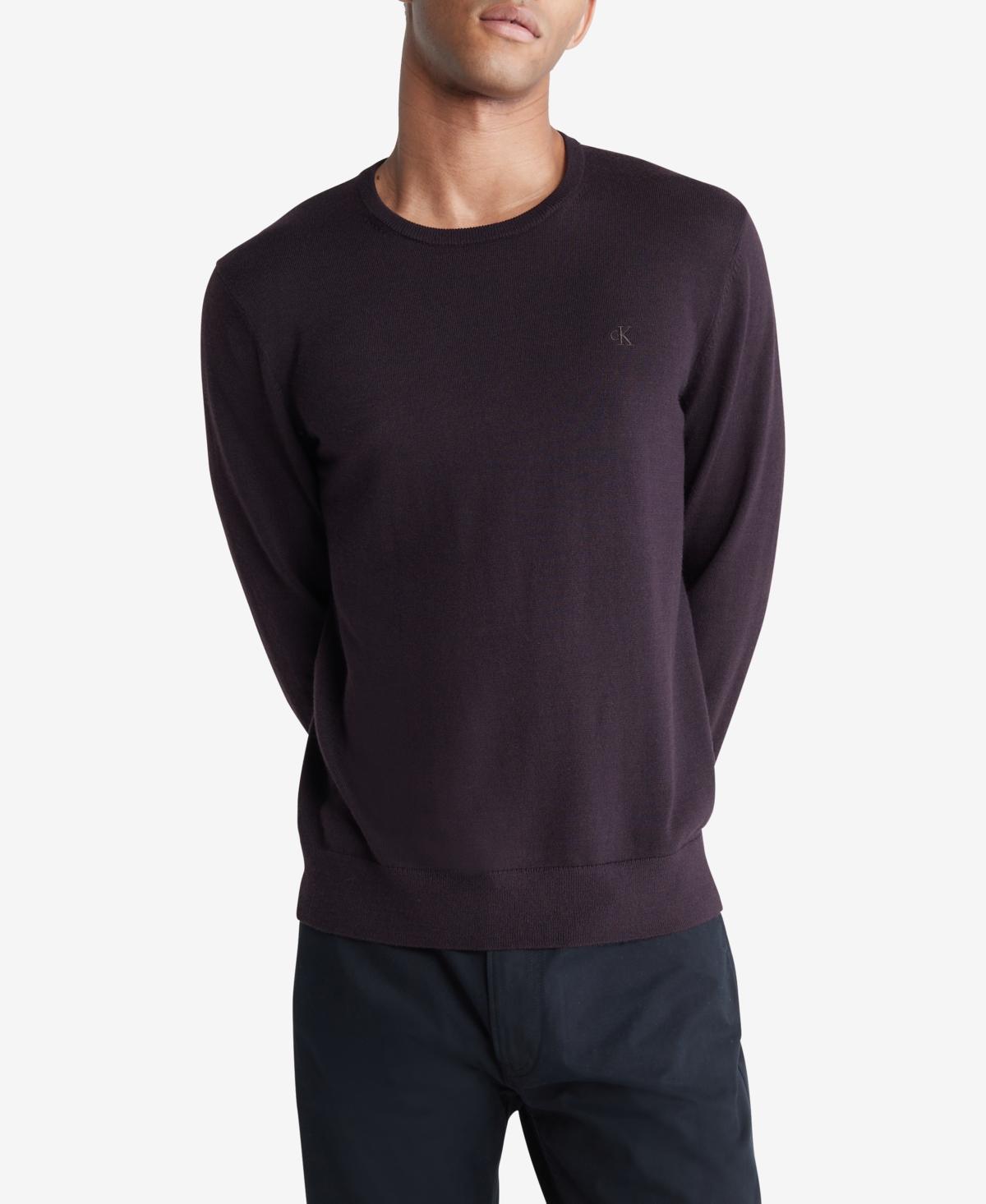 Calvin Klein Men's Extra Fine Merino Blend Crewneck Sweater - Black - S Product Image