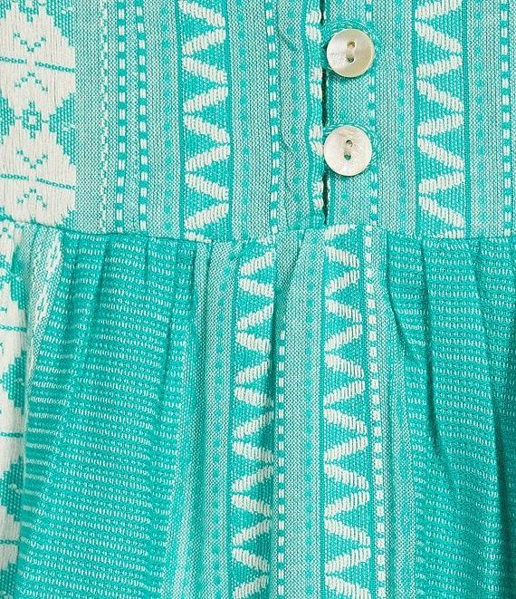 APNY Bohemian Embroidered Split V-Neck 3/4 Sleeve Tiered A-Line Dress Product Image