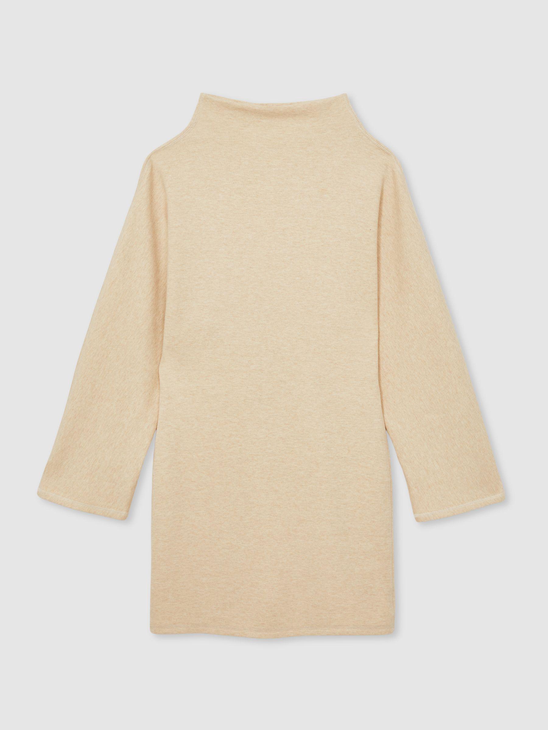 Cotton-Blend Jersey Funnel-Neck Dress in Cream Product Image