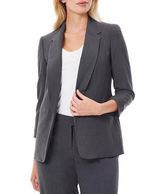 Jones New York Roll Cuff Notch Lapel 3/4 Sleeve Blazer Product Image