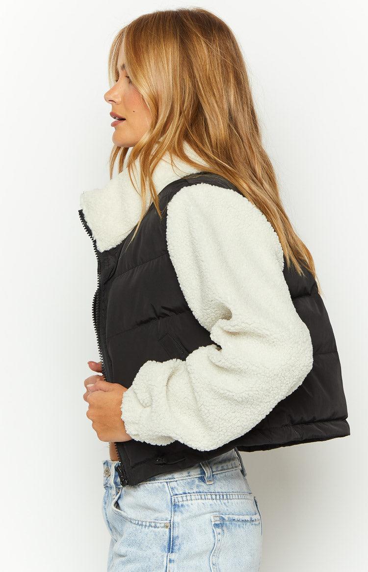 Maelle Black Sherpa Puffer Jacket Product Image