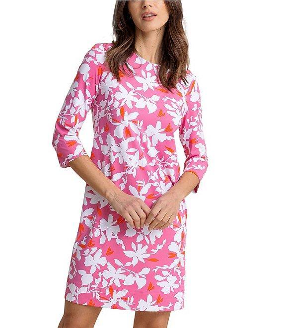 Southern Tide Leira Blossom Bay Crew Neck 3/4 Sleeve Dress Product Image