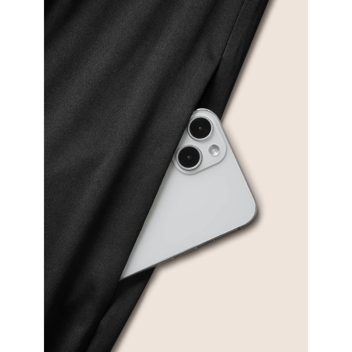 Plus Size Black Solid Patchwork Pocket Square Neck Sleeveless Jumpsuit Women Cocktail Sleeveless Square Neck Party Loose Jumpsuits BloomChic 30/6X Product Image