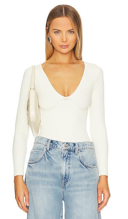 x Intimately FP Meg Seamless V-neck Bodysuit In Ivory Free People Product Image
