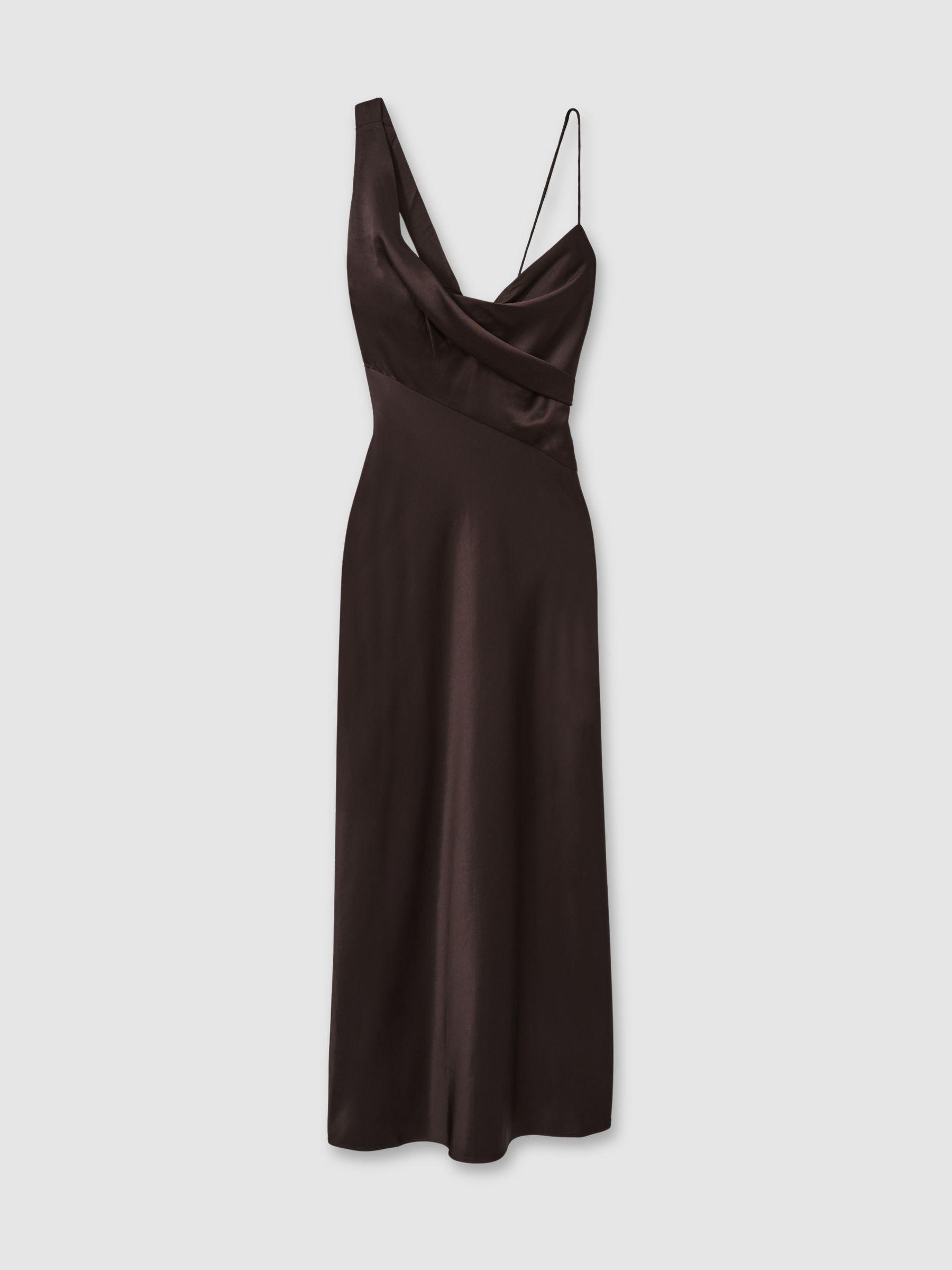 Significant Other Asymmetric Draped Maxi Dress in Chocolate Product Image