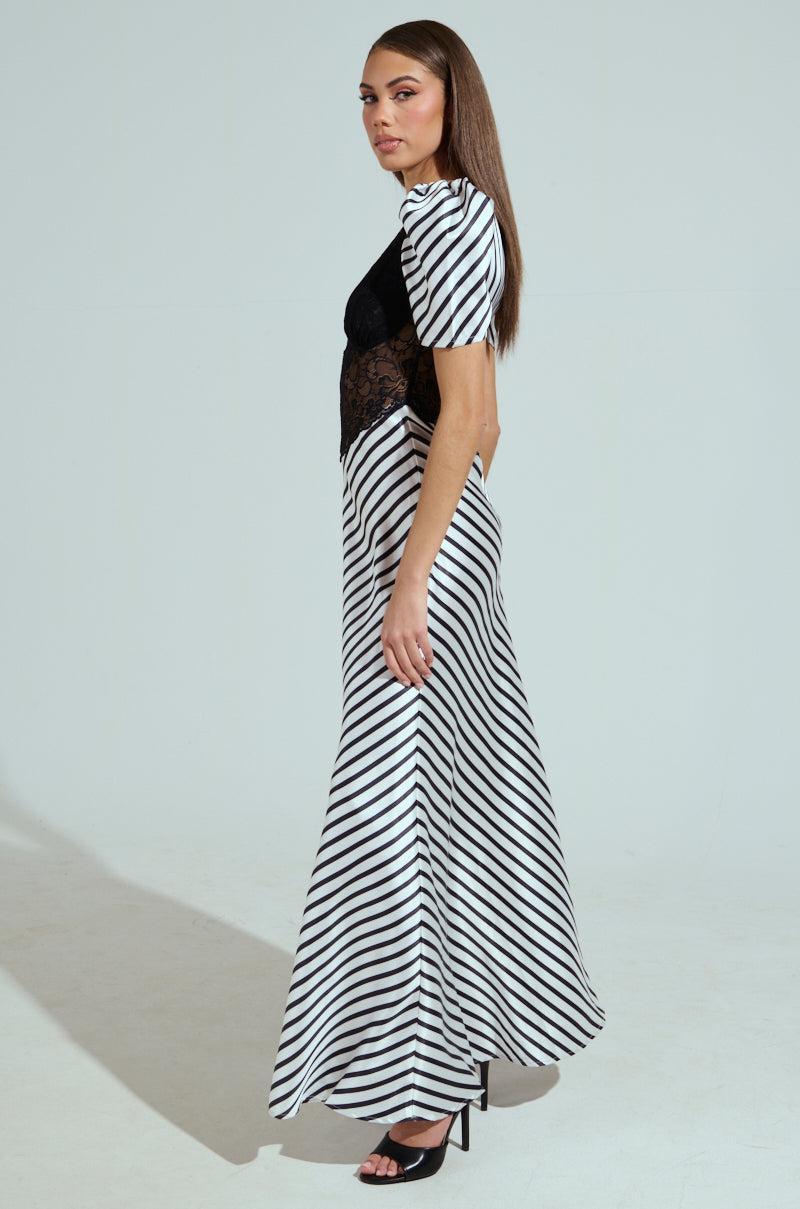LYDIA LACE AND SATIN MAXI DRESS Product Image