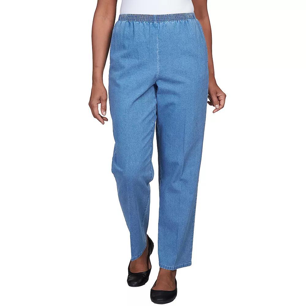 Petite Alfred Dunner Elastic Waist Denim Pants, Women's, Size: 16 Petite, Medium Blue Product Image