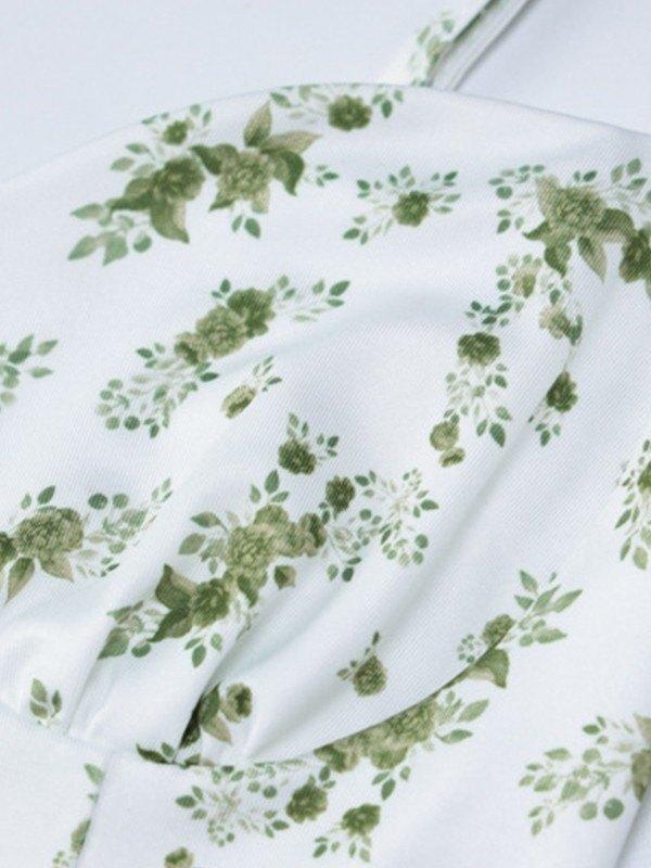 Green Floral Print Y2K Mini Dress Product Image