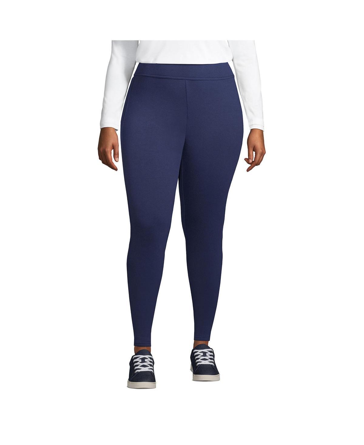 Plus Size Lands' End Serious Sweats Fleece Lined High-Waist Leggings, Women's, Size: 2XL, Deep  Blue Product Image