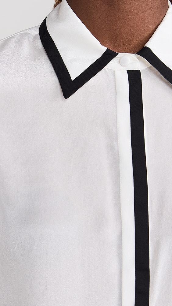 alice + olivia Willa Placket Top with Piping Detail | Shopbop Product Image
