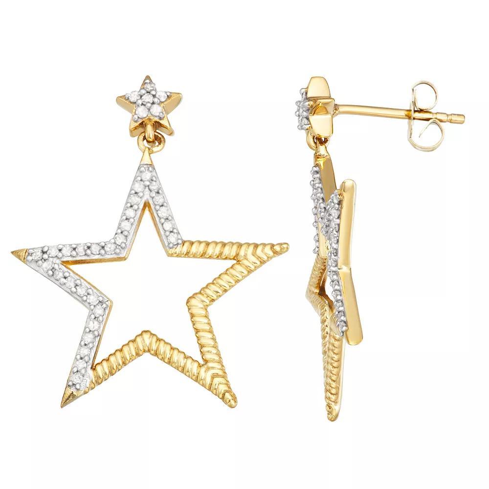Jewelexcess 14k Gold Over Silver 1/4 Carat T.W. Diamond Star Earrings, Women's, 14k Gold Plated Product Image