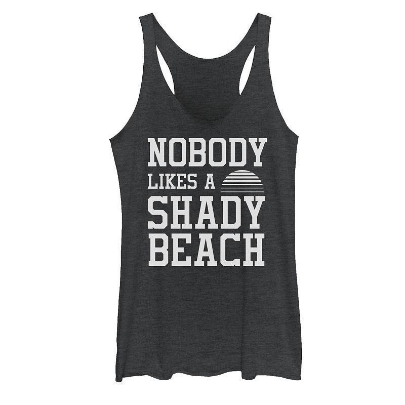 Juniors Nobody Likes A Shady Beach Racerback Tank Top, Girls Black Grey Product Image