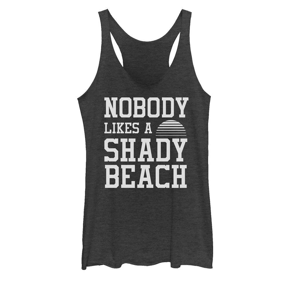 Juniors Nobody Likes A Shady Beach Racerback Tank Top, Girls Black Grey Product Image