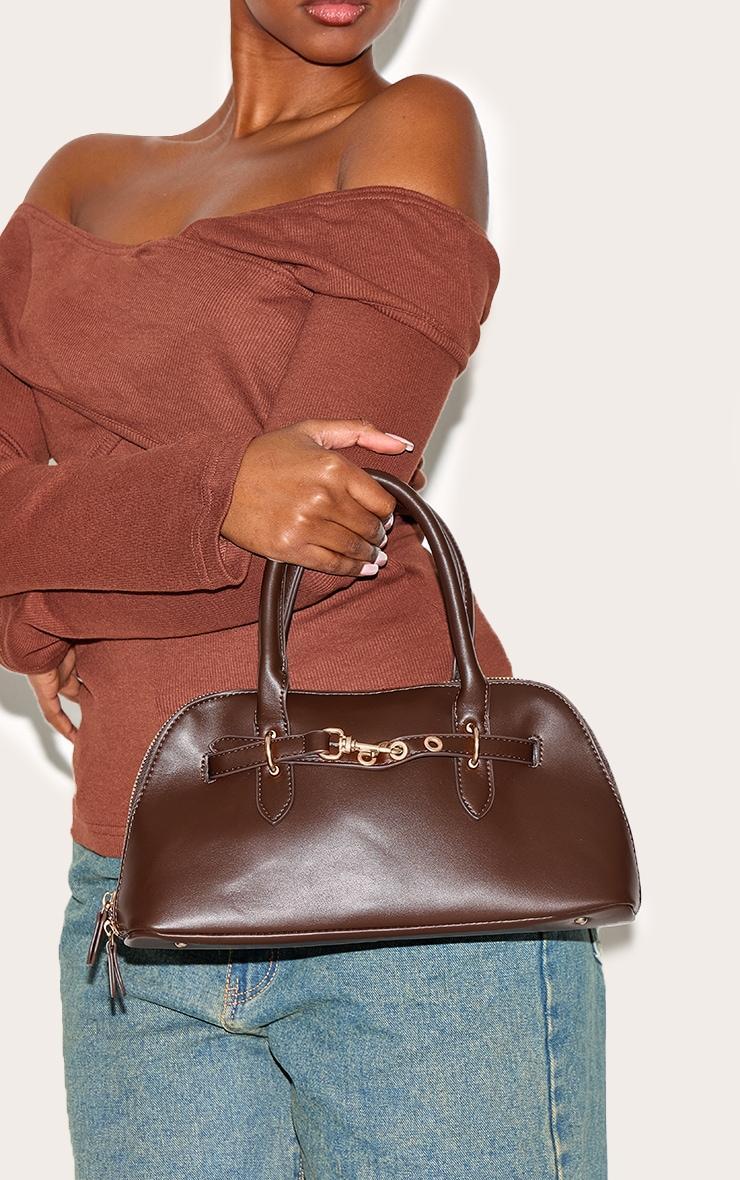 Chocolate Mini PU Bowling Handbag Product Image