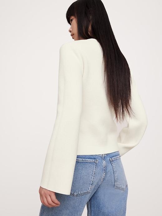 Cotton-Silk Flare-Sleeve Cardigan Product Image