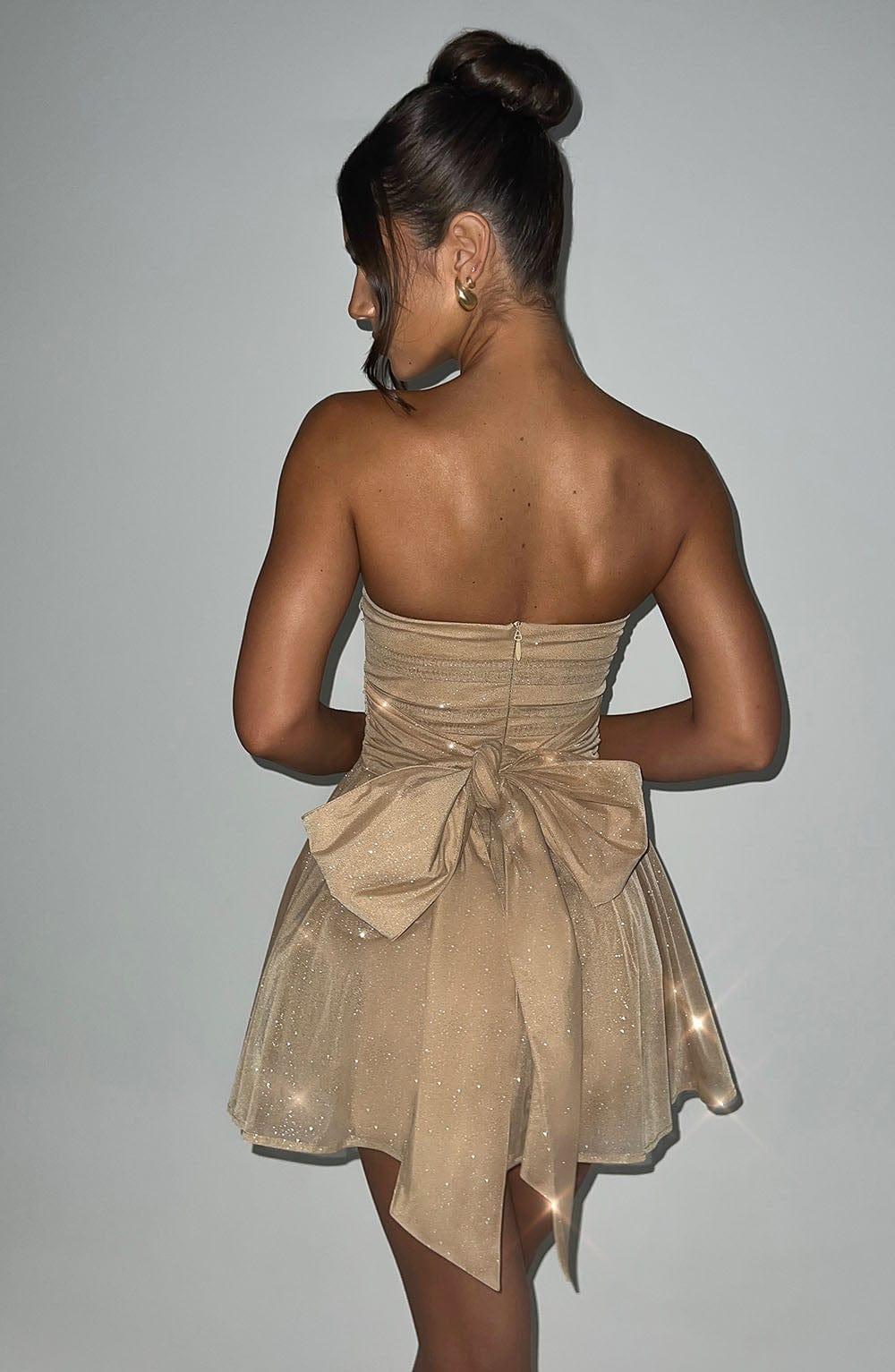 Katrina Mini Dress - Gold Sparkle Product Image