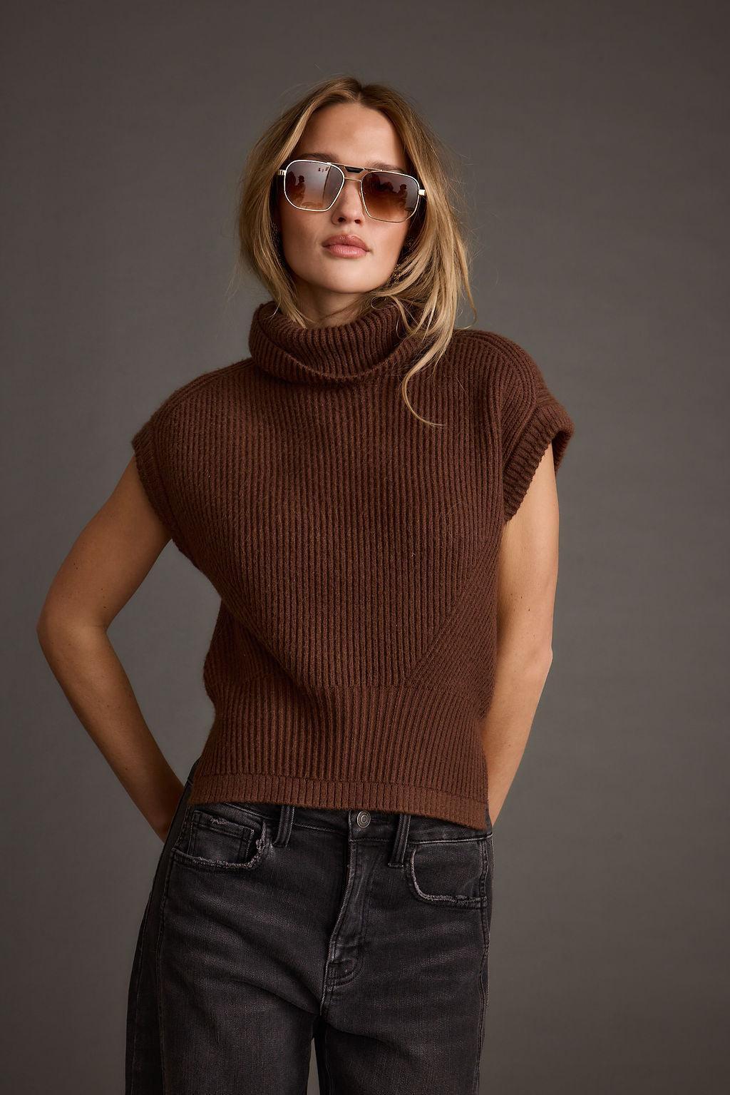 Boulder Brown Turtleneck Sweater Vest Product Image