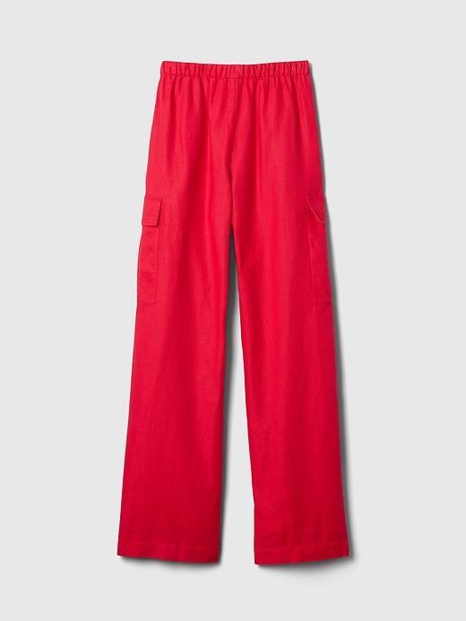 Mid Rise Linen-Cotton Pull-On Cargo Pants Product Image