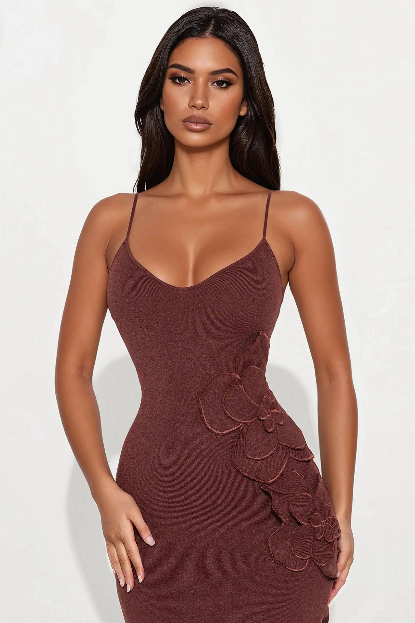 Flora Sweater Maxi Dress  - Chocolate Product Image