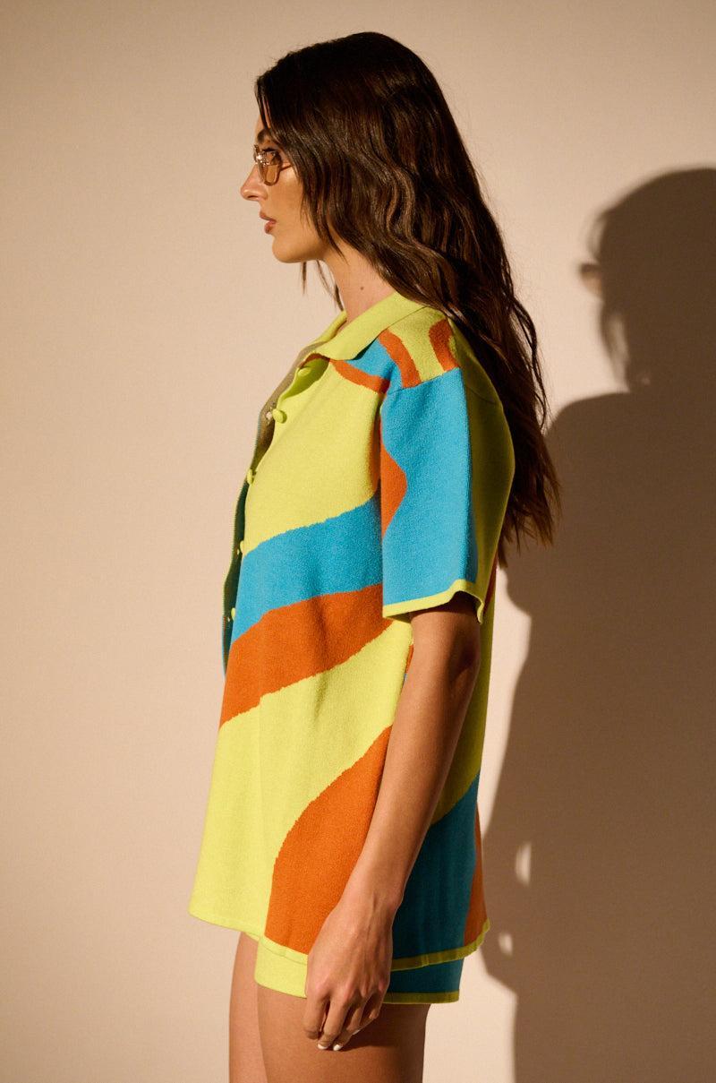 GET GROOVY KNIT BUTTON DOWN TOP Product Image