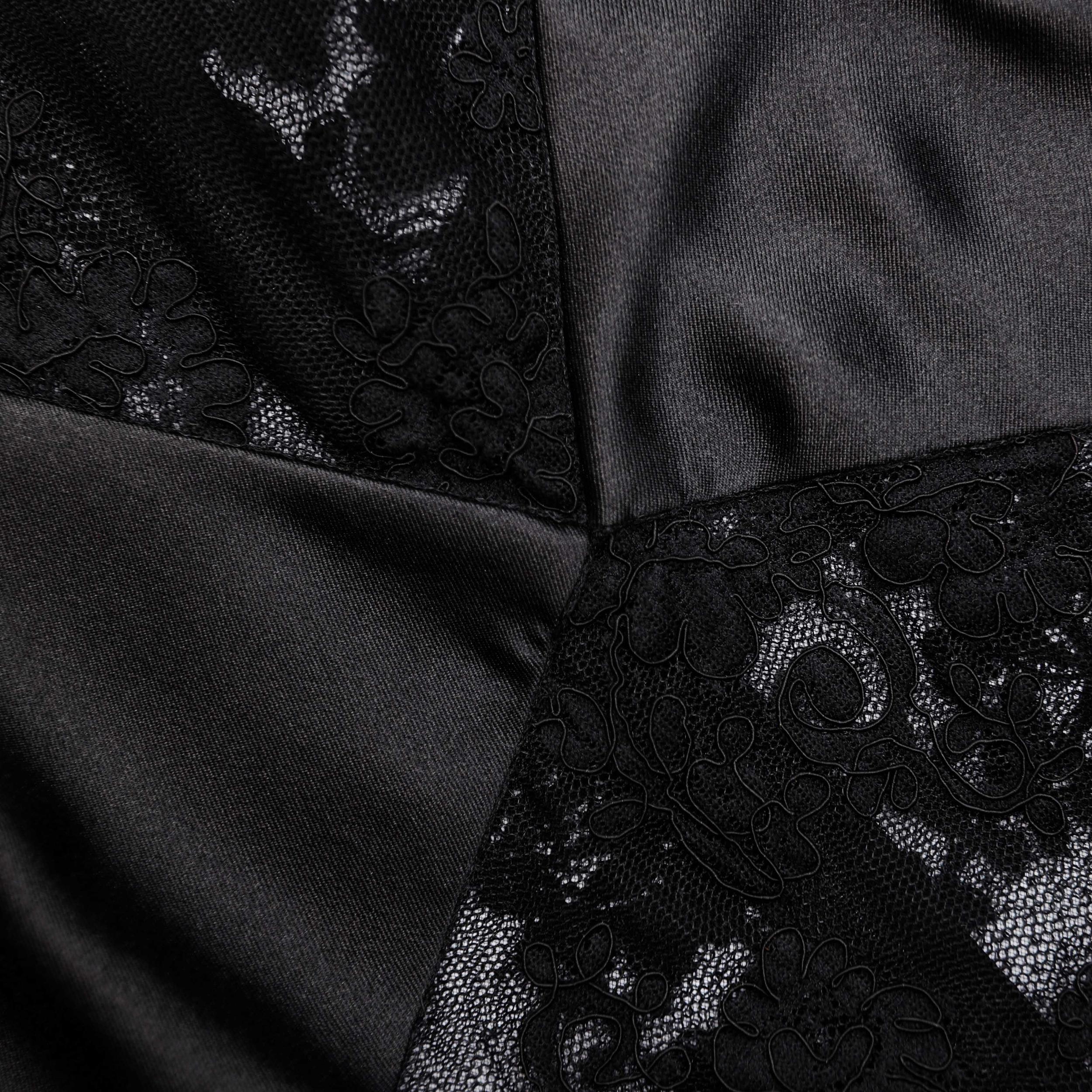 Black Lace Taffeta Maxi Dress Product Image