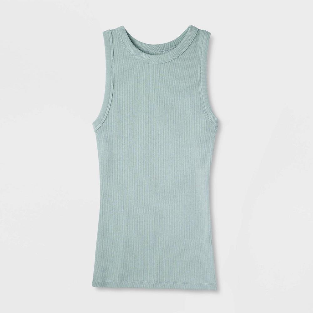 Women's Slim Fit Ribbed Tank Top - A New Day™ Light XL: Cotton Modal Blend, Crew Neck, Sleeveless Product Image