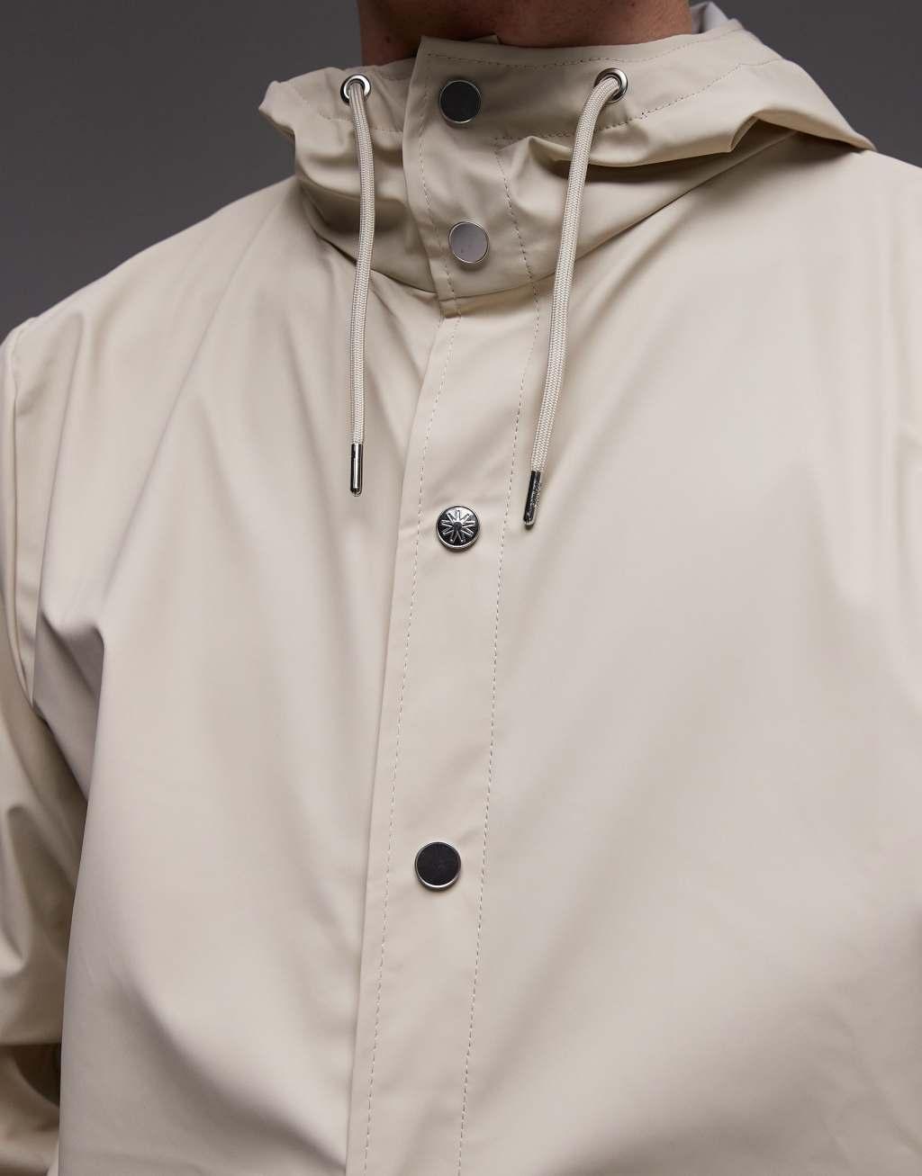 Rains 12010 waterproof short jacket in light stone Product Image