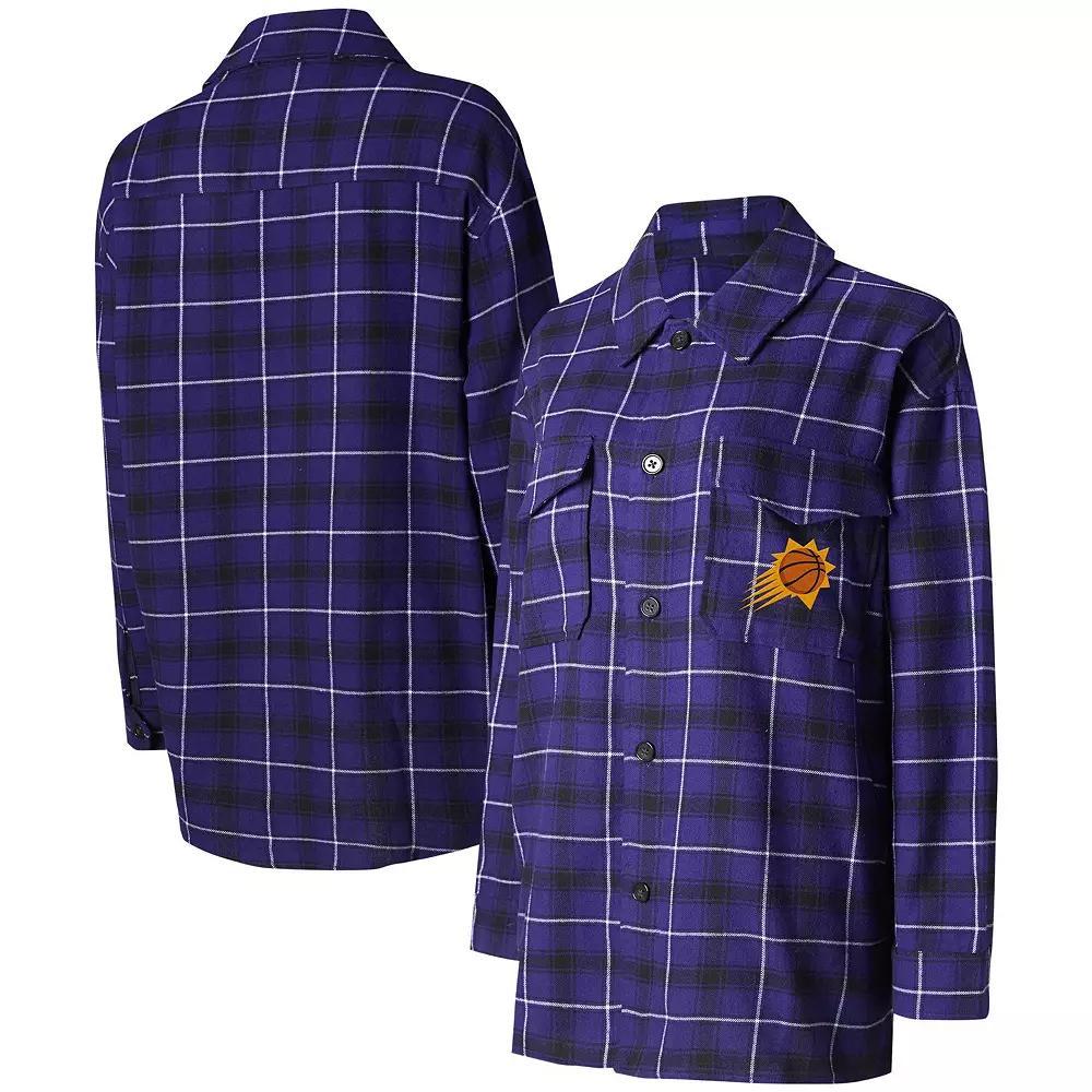 Women's College Concepts Purple/Black Phoenix Suns Boyfriend Button-Up Nightshirt, Size: Large, Phx Purple Product Image