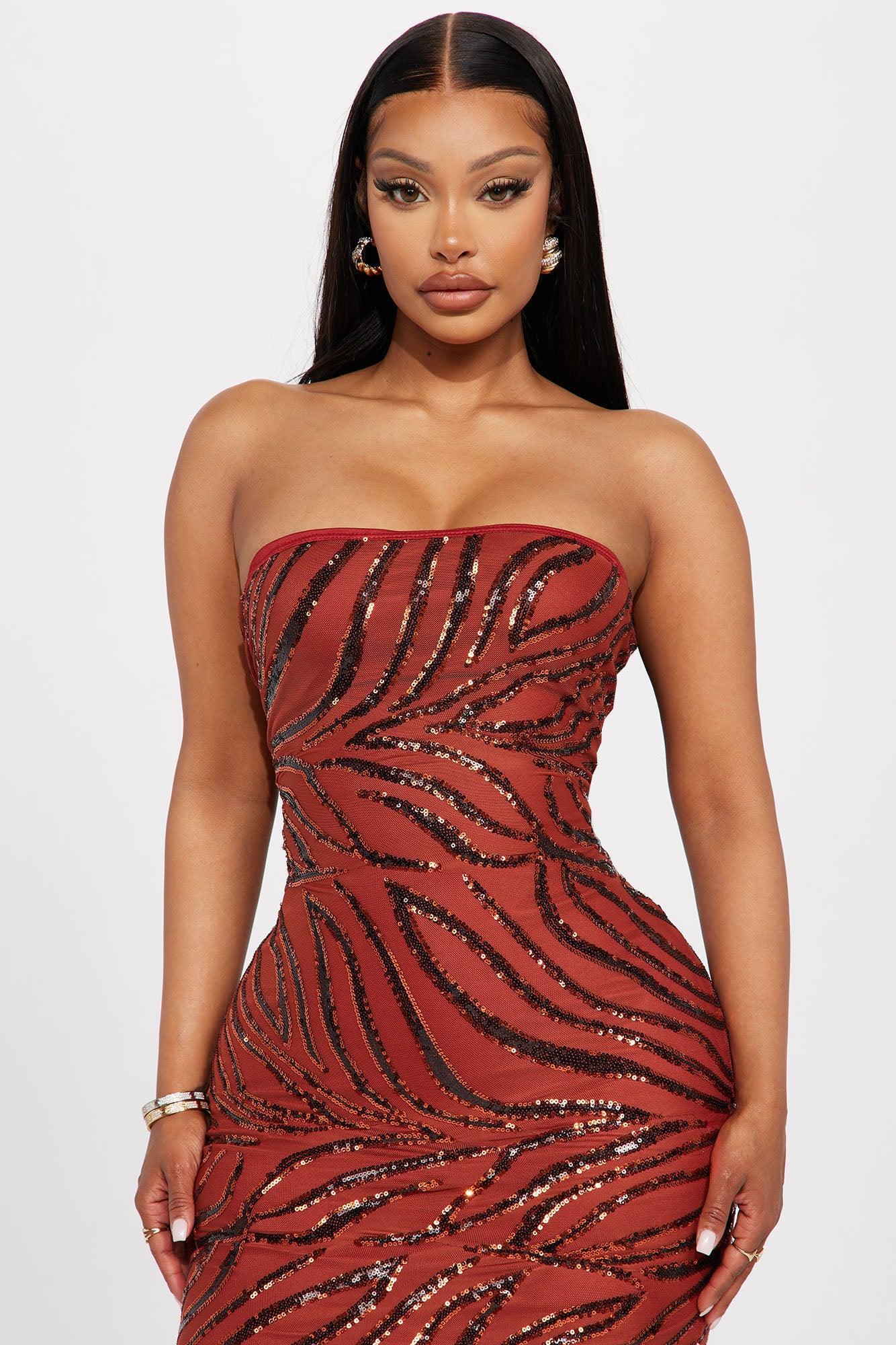 Hazel Mesh Maxi Dress - Rust Product Image