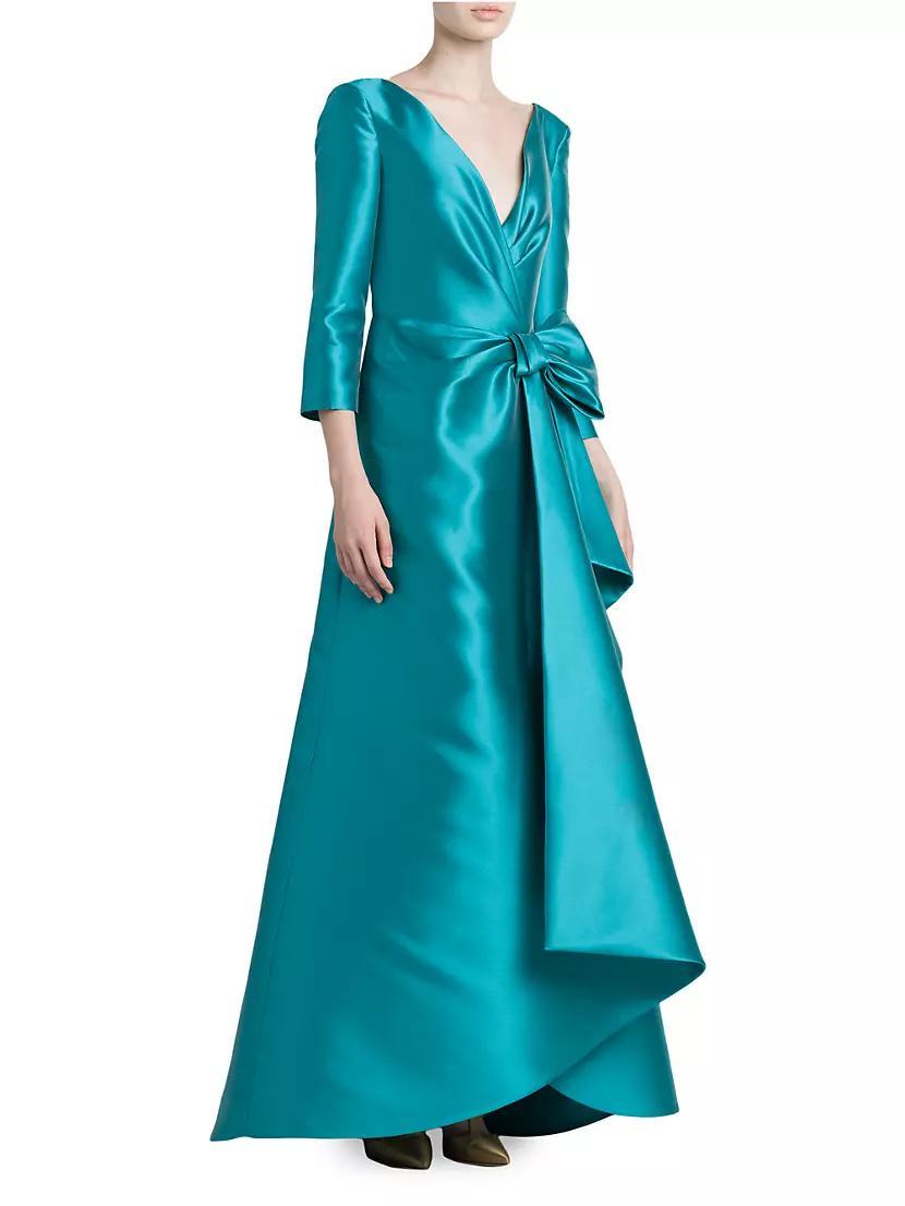Satin Wrap Bow Gown Product Image