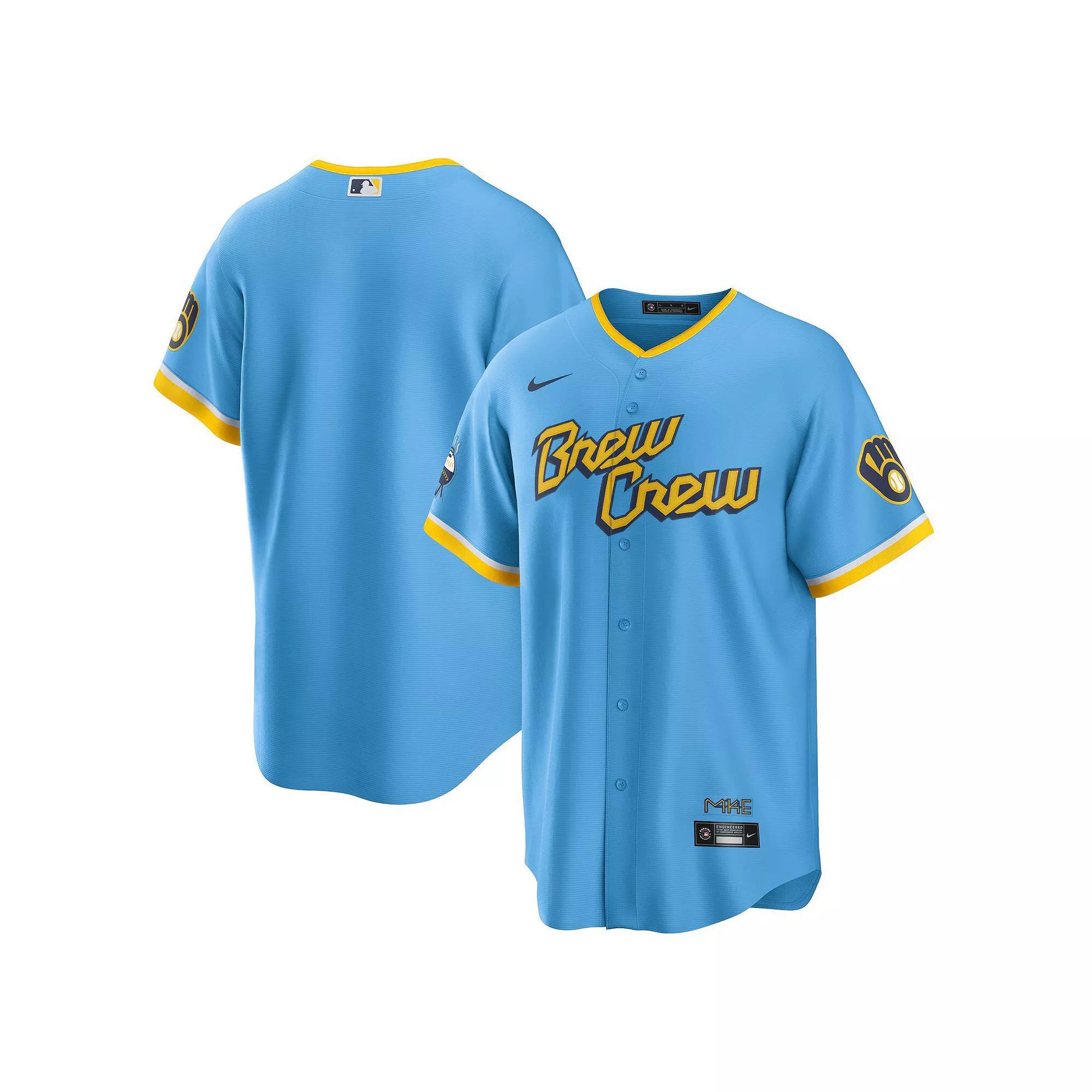 Men's Nike Powder Blue Milwaukee Brewers 2022 City Connect Replica Team Jersey, Size: XL, Light Product Image