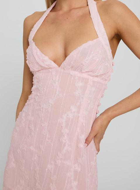 Aspyn Halter Mini Dress Pink Product Image