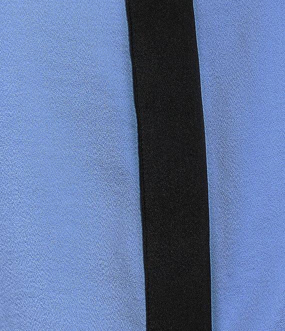 DKNY by Donna Karan Sueded Satin Contrast Point Collar Long Sleeve Button-Front Shirt Product Image