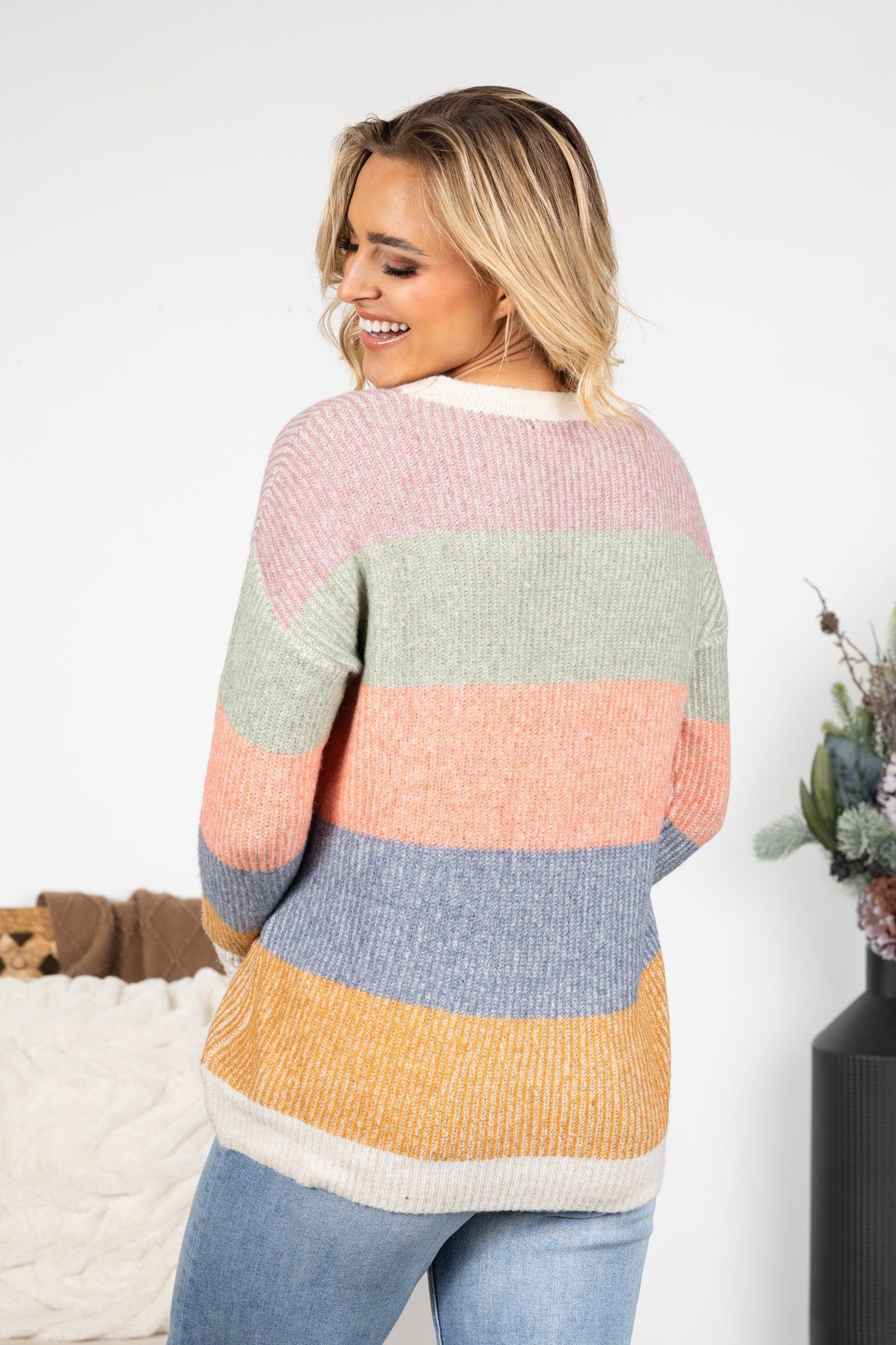 Ribbed Multicolor Colorblock Sweater Product Image