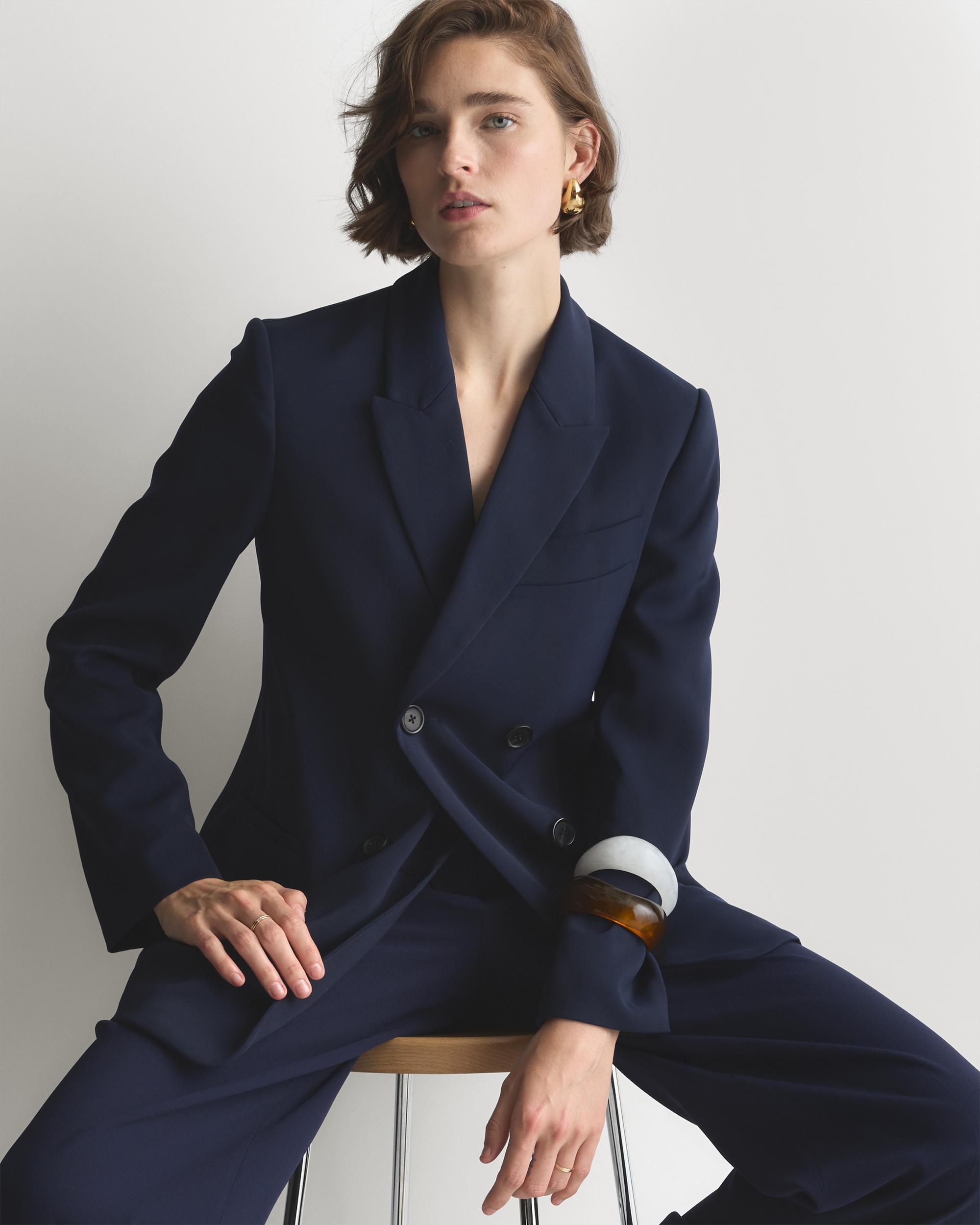 Quince | Women's Stretch Crepe Double-Breasted Blazer Polyester Product Image