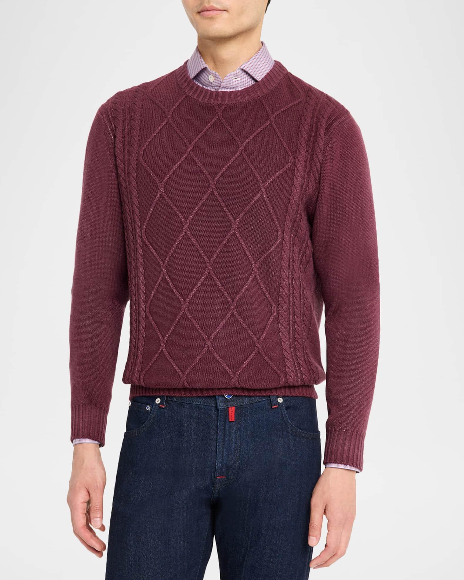 Men's Cashmere Diamond Cable Crewneck Sweater Product Image