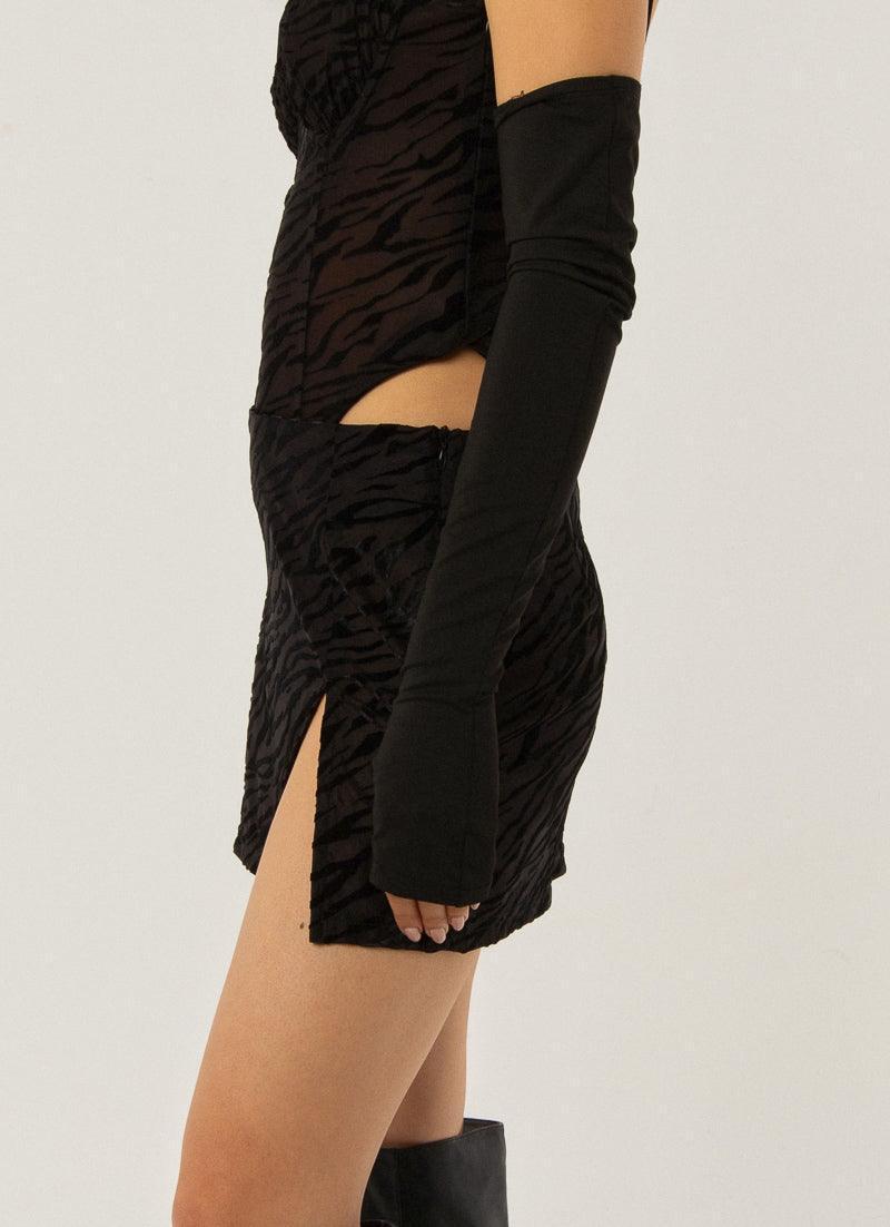 Lift Me Up Mini Skirt - Burnout Black Product Image