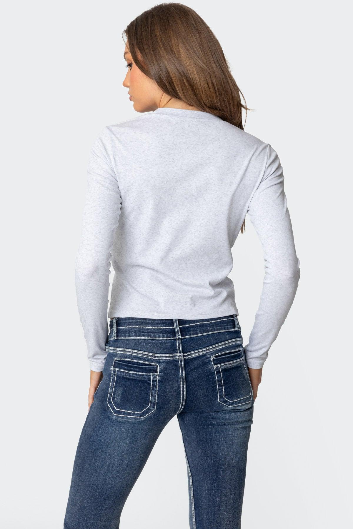 Contrast Stitch Low Rise Flared Jeans Product Image