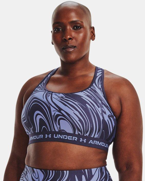 Plus Size Under Armour Crossback Mid Print Bra, Women's, Size: 3XL, Purple Product Image